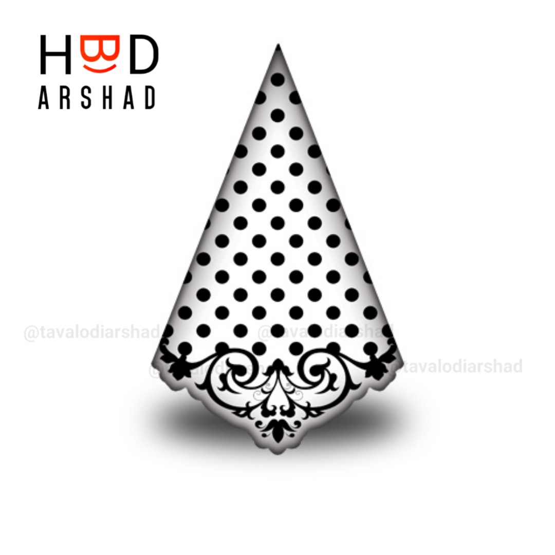 کلاه اکلیلی تم سفید خال مشکی